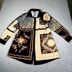 Versace Shirt Womens XL Multicolour Baroque & Animal Print Collared Butto Up